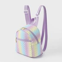 Mini Mochila Tie Dye Arco Iris Feminina Estilo Fofo Macio Kawaii Criativa e Divertida