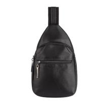 Mini mochila transversal de couro Jeff