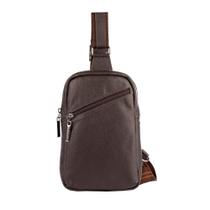 Mini mochila transversal de couro masculina Eric café