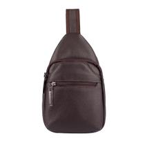 Mini mochila transversal de couro masculina Jeff café