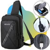 Mini Mochila Transversal Impermeável Bolsa Pequena De Ombro Lado Peito Pochete Shoulder Bag Para Tablet Ipad Com Usb - ZESS