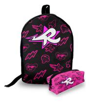 Mini Mochila Urbana + Estojo - Os Rosas Escuro - Lançamento