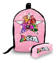 Mini Mochila Urbana + Estojo - Os Rosas Estrela - Lançamento