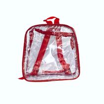MINI mochila VERMELHA infantil transparente cristal escola viagem lancheira piscina brinquedo