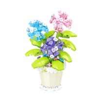 Mini Modelo De Brinquedo De Tijolo HUIQIBAO MOC, Buquê De Girassóis E Rosas, Flor Eterna Em Vaso