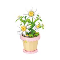 Mini Modelo De Brinquedo De Tijolo HUIQIBAO MOC, Buquê De Girassóis E Rosas, Flor Eterna Em Vaso