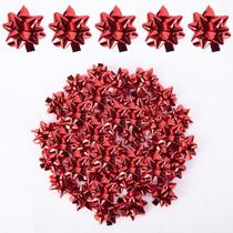 Mini Moños Decorativos para Regalos Iceyyyy 200 Piezas Rojo Metálico 2.5 cm