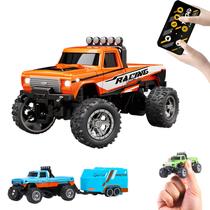 Mini Monster Truck RC Flashstar 1:64 - Com Luzes Laranja