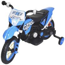 Mini Moto Cross 6V Elétrica Recarregável Infantil Triciclo Criança Brinqway BW-083AZ Azul Bivolt