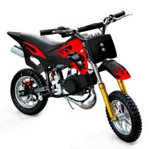 Mini Moto Cross Infantil Preta Para Crianças de 3 a 7 anos Motinha 49cc Com Partida Manual a Gasolina Motor 2 Tempos Para Off Road Freio a Disco - Duarte Mota