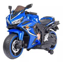 Mini Moto Eletrica 12v Azul CBR Suporta 30kg Marcha Ré Bluetooth Luzes Velocidade Máxima 3km/h Bivolt - Importway