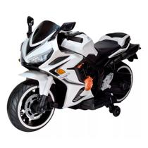 Mini Moto Eletrica 12v Branca CBR Suporta 30kg Marcha Ré Bluetooth Luzes Velocidade Máxima 3km/h Bivolt