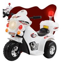 Mini Moto Eletrica 6v infantil Motocicleta Com Bau Som Sirene Policia Branca