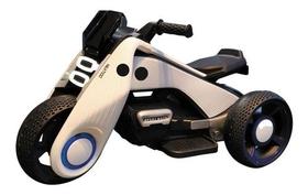Mini Moto Elétrica 6V Triciclo Futurista Criança Infantil Led Som Usb Branco Brinqway Bw-223 Bivolt