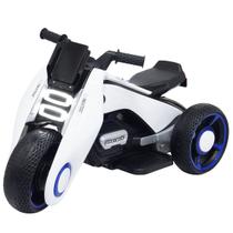 Mini Moto Elétrica 6V Triciclo Futurista Criança Infantil Led Som Usb Branco Brinqway Bw-223 Bivolt