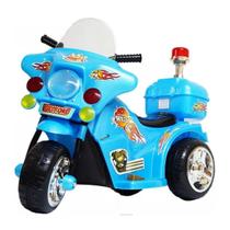 Mini Moto Eletrica Azul Infantil Policia 6V 18W Sons/Luzes c/ Bagageiro BW-006 - Importway