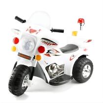 mini moto elétrica infantil 12v branca com rodas largas e design esportivo