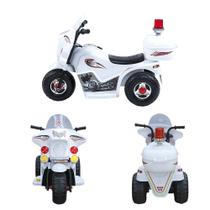 Mini Moto Elétrica Infantil 6V Policial Branca Recarregável