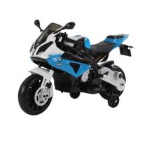 Mini moto eletrica infantil bmw s1000rr 12v azul som e luz
