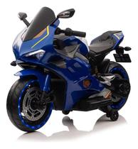 Mini Moto Elétrica Infantil Gigante Azul 24v Com Banco Couro E Luzes - Importway