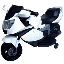 Mini Moto Elétrica Infantil K1200 Branca com Rodinhas Laterais Bivolt Farol e Buzina - IMPORTWAY