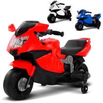 Mini Moto Elétrica Infantil para Criança Vermelho Branco Azul 6V Som e Luz