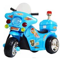 Mini Moto Elétrica Infantil Polícia 6V 18W Azul Importway BW006AZ