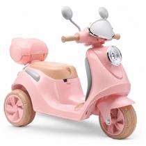 Mini Moto Elétrica Infantil Scooter 6v Rosa Retro Luz Som Música E Baú Menina Bella