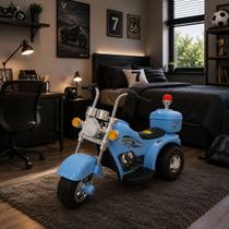 Mini Moto Elétrica Infantil Triciclo 6V Com Luzes Som Sirene Recarregável Até 17kg