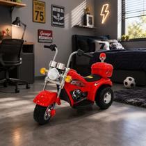 Mini Moto Elétrica Infantil Triciclo 6V Com Luzes Som Sirene Recarregável Até 17kg
