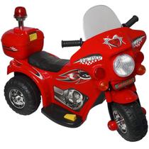 Mini Moto Elétrica Infantil Triciclo Criança Bateria 6V Importway BW002-V Vermelho Polícia Bivolt