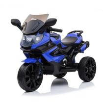 Mini Moto Elétrica Infantil Triciclo Criança Motorizado Luxo MP3 USB Luz e Som Bateria 12V Bivolt Até 25kg Azul - Baby Style