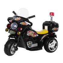 Mini Moto Eletrica Preta Infantil Policia 6V 18W Sons/Luzes c/ Bagageiro BW-006 - Importway
