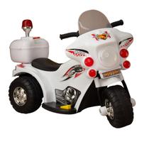 Mini Moto Elétrica Triciclo Criança Infantil Bateria 6V Branca Polícia Bivolt Importada