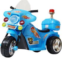 Mini Moto Elétrica Triciclo Criança Infantil Bateria 6V Importway BW006-AZ Azul Polícia Bivolt