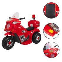 Mini Moto Elétrica Triciclo Infantil Bau Policial Com Bateria 6v Recarregável