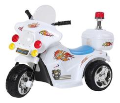 Mini Moto Elétrica Triciclo Infantil Polícia Importway Bw006 Cor Branco
