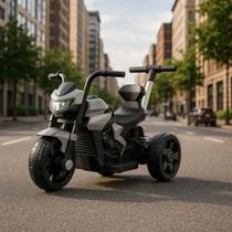 Mini Moto Esportiva Elétrica Infantil Cinza Brinquedo Motorizado para Crianças