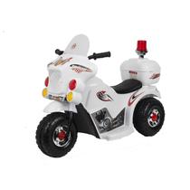 Mini Moto Infantil Elétrica De Brinquedo Motinha Policial Para Crianças Zippy Toys Motoquinha Com Sirene E Bau Branco