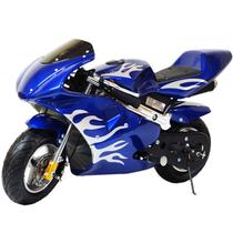 Mini Moto Infantil Gasolina 2 Tempos 49CC Speed Ninja GP Esportiva Azul Importway WVPR-204