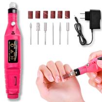 Mini Motor Rosa Elétrico Portátil para Lixar Unhas Naturais