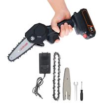 Mini Motoserra Eletrica De Mao Sem Fio Portatil 600W 24v Corta Bambu Madeira Lenha Galhos Jardim Domestico