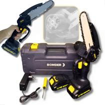 Mini Motosserra Elétrica 2 Bateria Eletrossera Portátil Sem Fio 21v Bomder BOM910