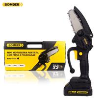 Mini Motosserra Elétrica 4 Polegadas 21V com 2 Baterias Portátil para Poda e Jardinagem