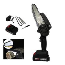 Mini Motosserra Eletrica 48V 6 Polegadas Bateria Recarregavel Sem Fio Potente Corta Lenha Arvore Galho Bambu Multiuso Jardinagem Carpintaria
