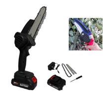 Mini Motosserra Eletrica 48V Bateria Recarregavel Sem Fio 6 Polegadas Corta Lenha Arvore Galho Bambu Potente Jardinagem Carpintaria Multiuso Resistent