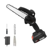 Mini Motosserra Eletrica 48V Potente 6 Polegadas Sem Fio Portatil Bateria Recarregavel