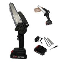 Mini Motosserra Eletrica 48V Sem Fio Bateria Recarregavel 6 Polegadas Corta Bambu Lenha Galho Resistente Potente Carpintaria Jardinagem Multiuso