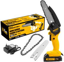Mini Motosserra Eletrica Bateria 21v Leve E Portátil Bts-200 The Black Tools