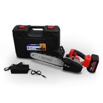 Mini Motosserra Elétrica Bateria Lítio Carregador Bivolt 18V Serra Portátil Recarregável Com Maleta - Importway